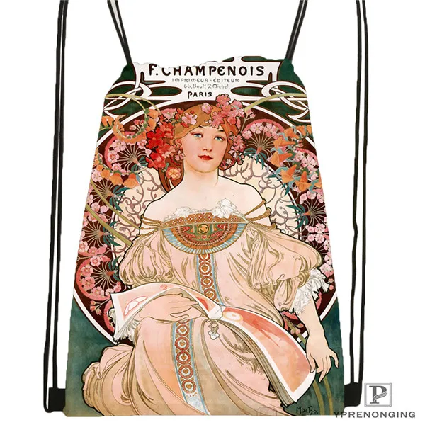 Drawstring Backpack На заказ Alphonse Mucha Job Skot Drawstring рюкзак сумка для мужчин и женщин милый рюкзак для детей ранец(черная спинка) 31x40 см#180531-01-02 - Цвет: Drawstring Backpack
