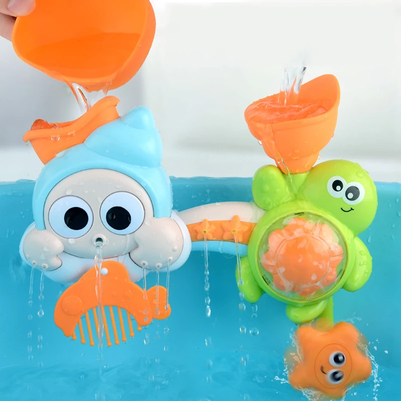 

Shower Ocean Animal Conch Starfish Bath Toy Baby Music Water Turning Bathroom Rotating Bath Toys For Children Birthday Gifts