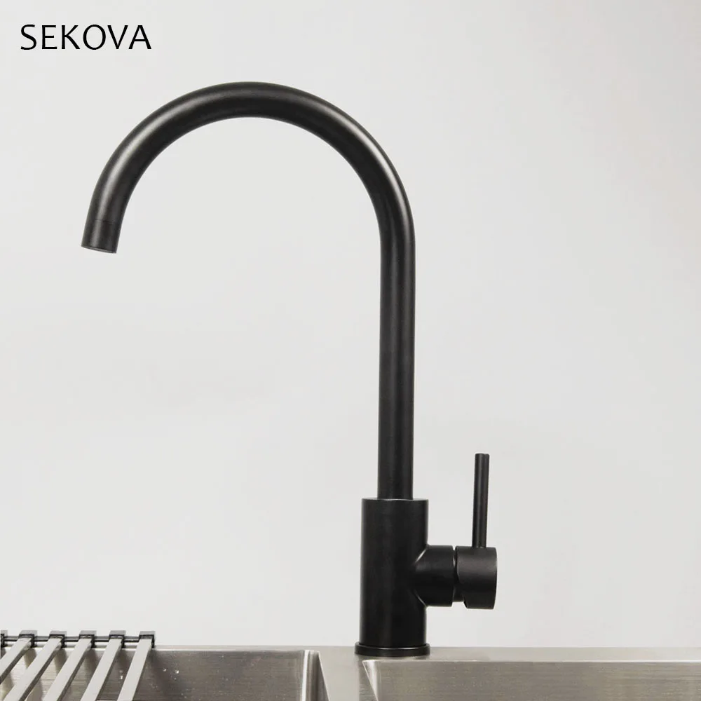 

Matte Black and White Kitchen Sink Faucet Hot & Cold Water Mixer Stainless Steel Material Quality Deck Mounted Kitchen Tapware