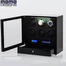 Luxury wooden watch winder with drawer, High quality LCD control 6+2 Automatic watch winder box watch storage case Birthday gift