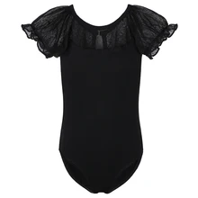 Г. От 3 до 12 лет детский купальник из лайкры и хлопка для гимнастики, однотонный Танцевальный Костюм Детское платье для танцев кружевная Одежда для танцев с короткими рукавами