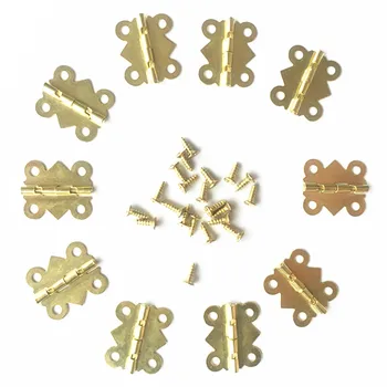 10pcs 2017MM Mini Funiture hinges small box hinges Kitchen Cabinet Door Hinges Jewelry Boxes fittings 4 small holes Gold