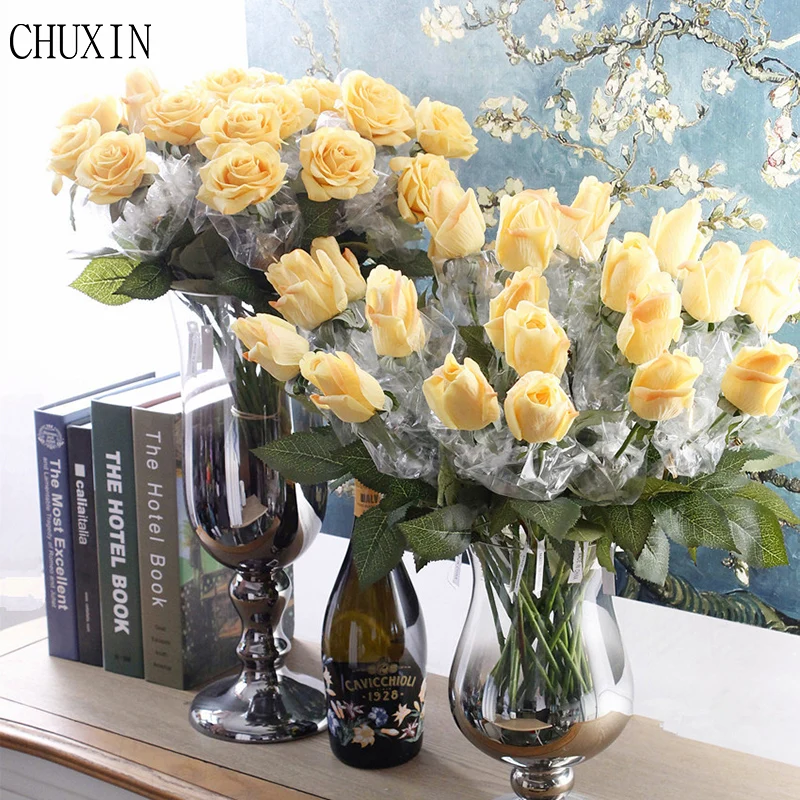 Buy 5PCS/LOT Artificial Flowers Real Touch Rose Silk