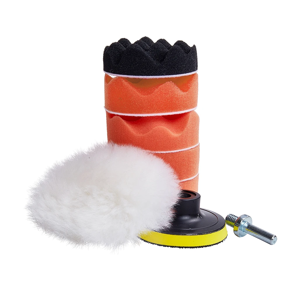 

8Pcs/Set Buffing Pad Thread 3" Car Polishing Pad Kit for Car Polisher + Drill Adaptor M10 Power Tools Accessories