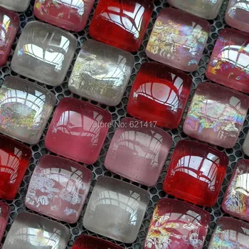 

cherry red sea pearl bead crystal glass mosaic tiles for bathroom home improvement kitchen backsplash HMGM1062