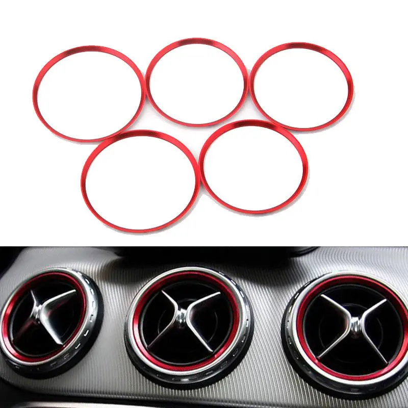 5X Red font b Car b font Air Condition Trim Air Vent Outlet Ring Cover Trim