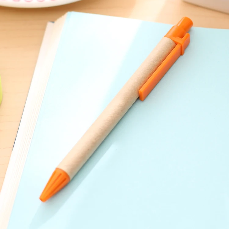 QSHOIC 10 шт./набор милые школьные принадлежности крафт-бумага трубка Ручка Экологически чистая Лидер продаж ручка из переработанной бумаги Эко крафт-бумага ручка