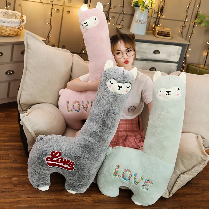 

Lovely 60/75/90cm Cartoon Alpaca Plush Doll Toy Fabric Sheep Soft Stuffed Animal Plush Birthday Gift for Baby Kid Children