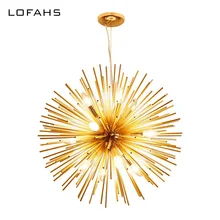 LOFAHS, Современная подвесная люстра, Золотая алюминиевая люстра из трубок, освещение для гостиной, для бизнеса