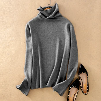 

2019 New Women's High Collar Sweaters Fashion Women wool Sweater Knit Pullover Sweater basic casual sweaters