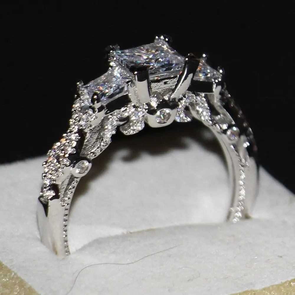 Женское кольцо из серебра 925 пробы с тремя камнями|jewelry organizer rings|ring craftjewelry advertising |