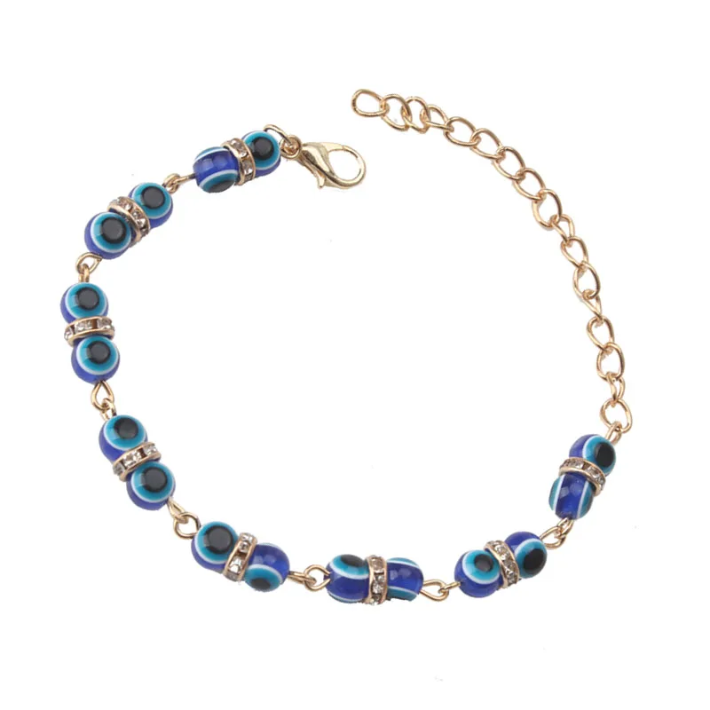 

EVIL EYE new 6mm Evil Eye Beads Bracelet Adjustable Link Chain With Lobster Bracelet Lucky Gifts Fashion Jewelry For Women Girl