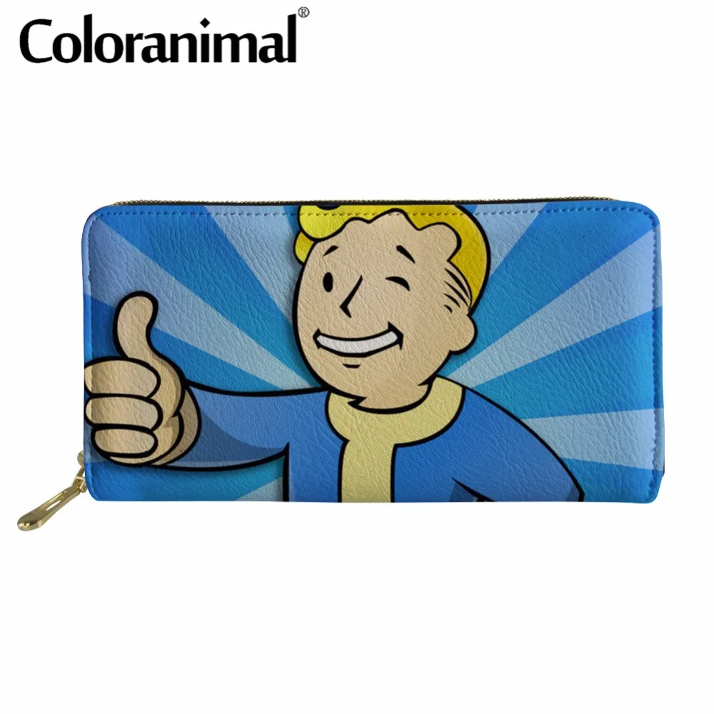 

Coloranimal Game Fallout boy Casual Leather Long Wallet Multi Pocket Clutch Bag for Male Luxury Design Men Handbags Wallet Purse