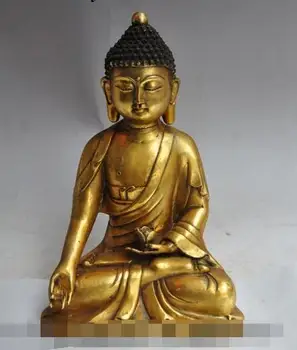 

S01887 11"tibet buddhism bronze gilt lotus sakyamuni Shakyamuni Tathagata buddha statue