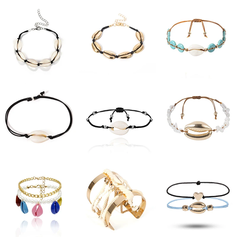 

AE-CAFNFLY Personality Creative Hawaiian Style Casual Bracelet Natural Shell Hand-woven Bracelet Collection