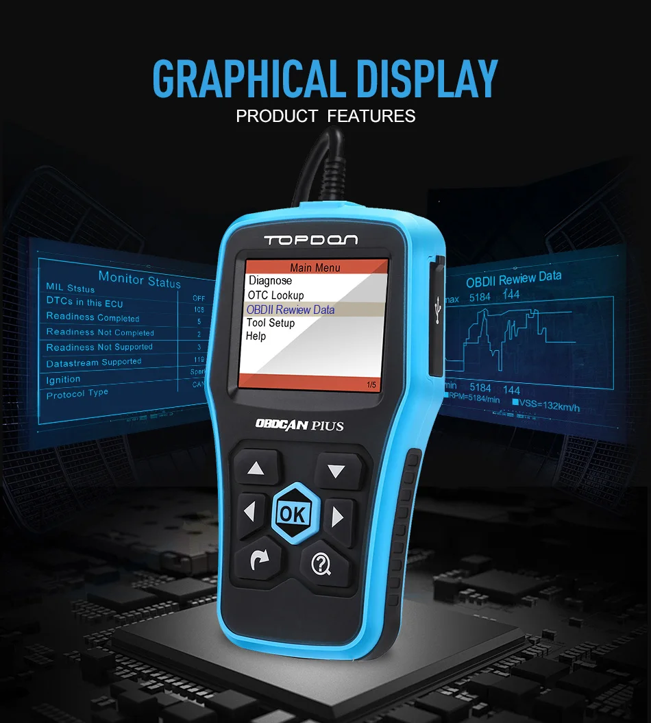Topdon OBDII/OBD2 сканер кода OBDCAN Plus 2,0 лучше, чем AL519 автоматический диагностический считыватель кода легко обновляется бесплатно