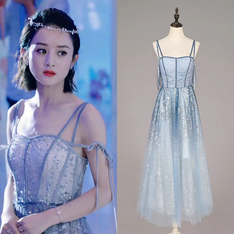 

New 2019 annual meeting dress inTime Summer with sexy nail beads sequined banquet dress