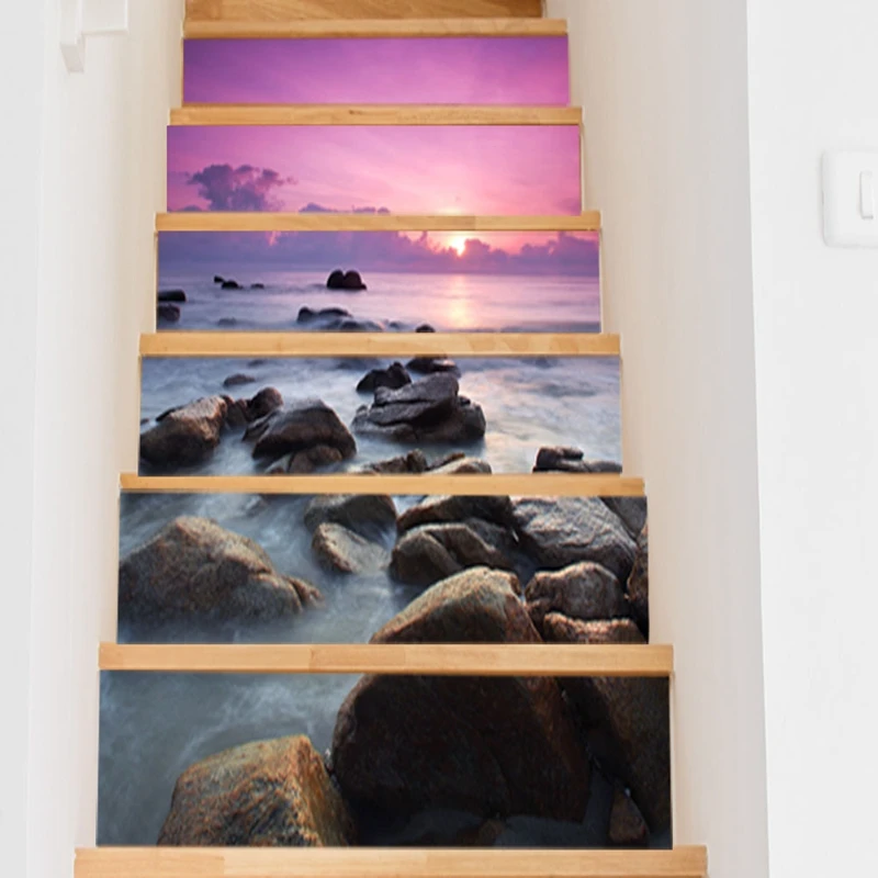 

8x100cmx6pcs PVC Stairway Sticker DIY 3d Effect Wallpaper Removable Mural Decals Vinyl Art Floor Sticker For Home Decoration