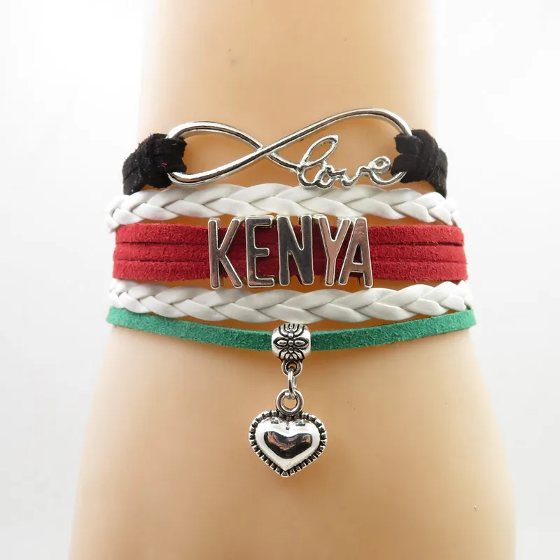 

infinity kenya Bracelet heart Charm kenya country bracelets fashion kenya man and woman rope bracelet kenya jewelry