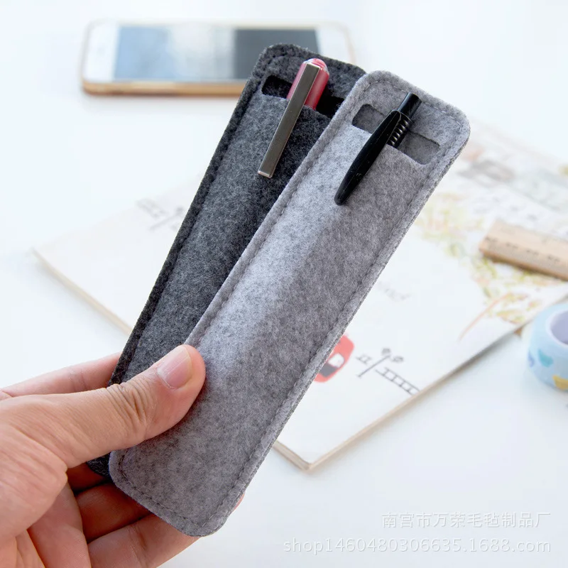 

High Quality Small Felt Pen Pouch Holder Single Hole Roller Ballpoint Fountain Pens Pencil Case Bags School Office Stationery