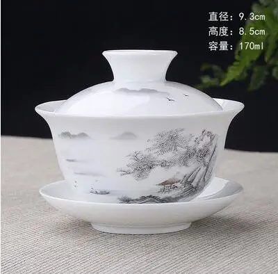 Высокая емкость ручная роспись керамический фарфор Gaiwan китайский чайный набор кунг-фу ручной работы чайная посуда Tureen Sancai чайная чашка пуэр чайник - Цвет: 170ml