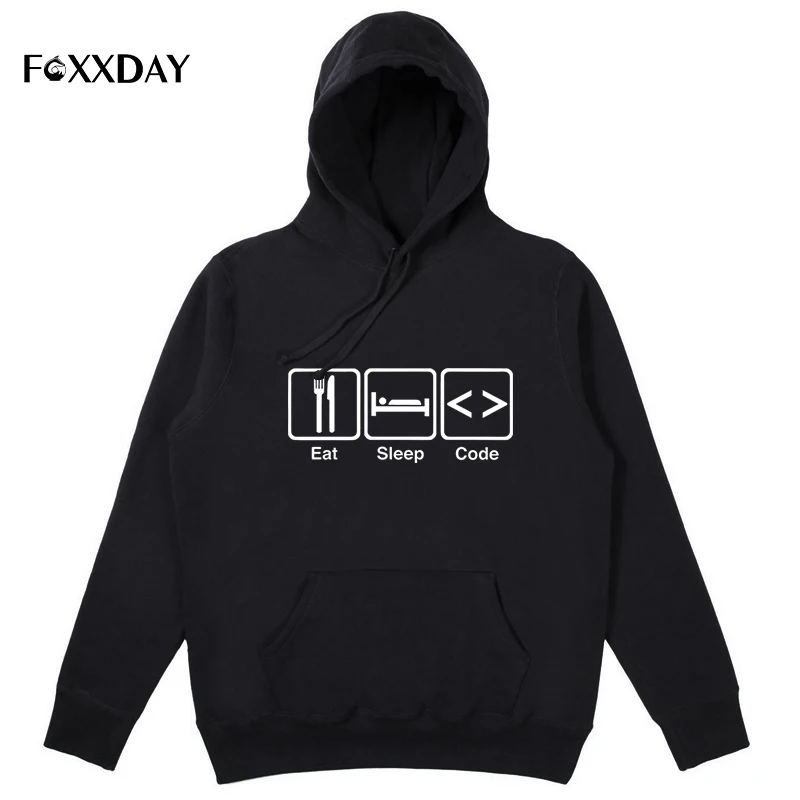 

FOXXDAY New winter men Style Eat Sleep Code Programming Comedy Hoodie Funny Programmers sweatshirts Men Long Sleeve Tops Hooded