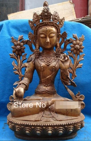 

B0602 19" Tibet Tibetan Buddhism Bronze Gilt 7eye White Tara Goddess Buddha Statue