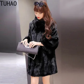 

TUHAO Vintage Fur Coat 2018 Winter Warm Long-Sleeved Elegant Office Lady Women's Fluffy Faux Fur Winter Coat Women Jacket
