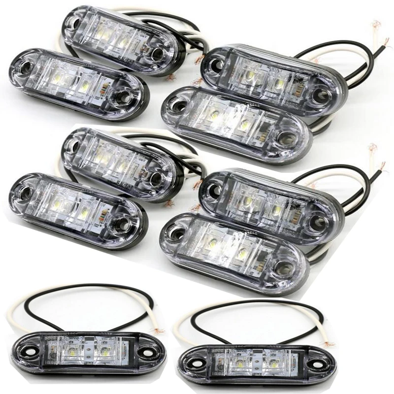 castaleca Universal 10 Pcs 12V 24V Car Truck Trailer LED Side Marker Blinker Light Bulb Signal lamp car-styling Lighting 