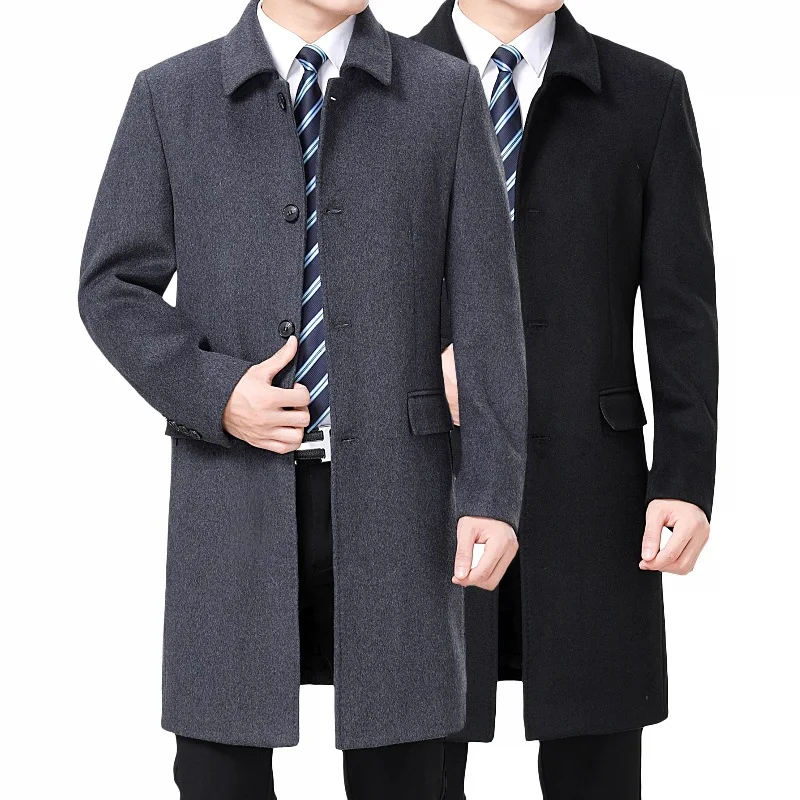 Новое поступление модное зимнее Мужское пальто шерстяное длинное высококачественное ветровка повседневное однобортное толстое мужское s плюс размер M-2XL3XL4XL