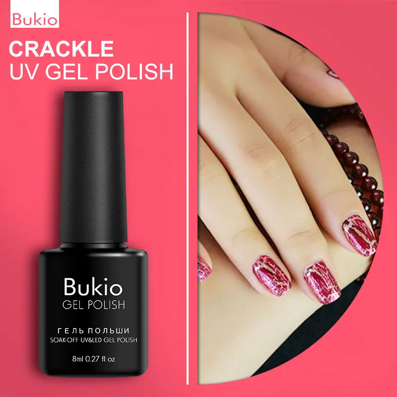 

Bukio Design for Nails Crackle Gel 8ml Hybrid Varnishes Semi Permanent Enamel All for Manicure Tools Gel Paint 8ml