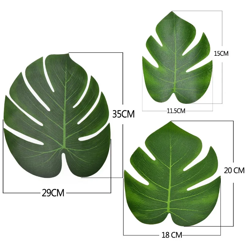 12 шт., большие искусственные листья тропической пальмы, Шелковый лист для Гавайских Луау, тематические вечерние украшения, украшения для дома, свадьбы, дня рождения