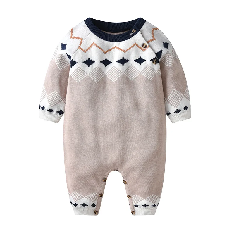 Высокое качество для новорожденных мальчиков модные Kintted хлопковые комбинезоны с длинными рукавами весна/осень/зима детский спортивный комбинезон - Цвет: as picture