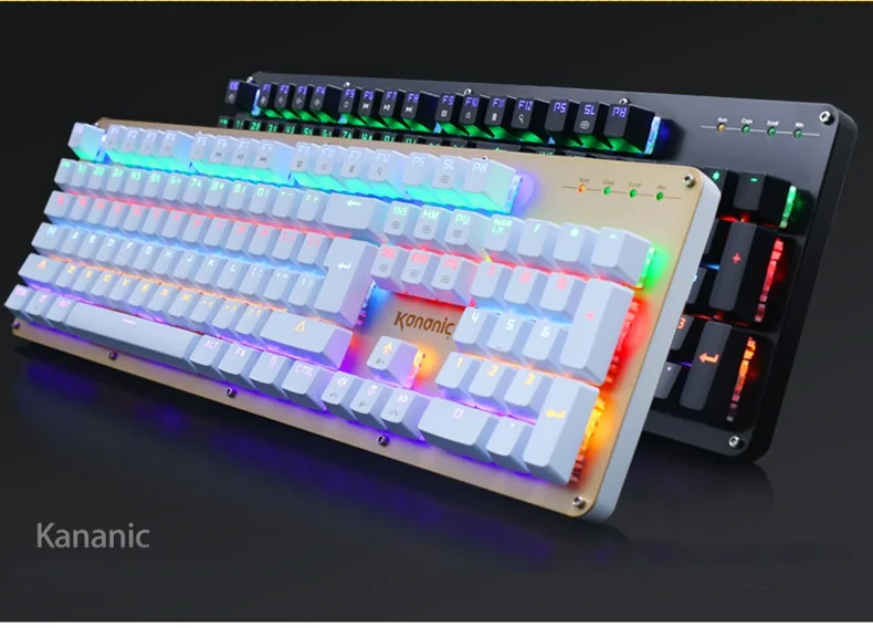 KANANIC 104 ключ RGB подсветка USB Проводная эргономичная Механическая игровая клавиатура плавающие клавиши, пластина из алюминиевого сплава