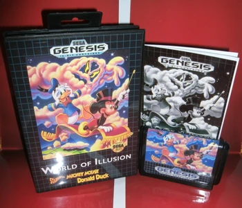 

World oF Illusion Migkey Mouse and Donald Duck US Cover with box and manual For Sega Megadrive Genesis Video Game Console