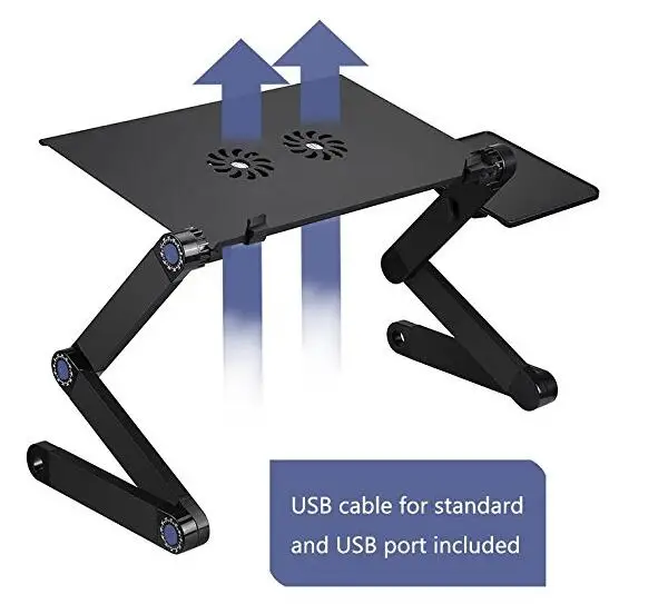 Портативная подставка для ноутбука, стол для дома и офиса, складная подставка для ноутбука, регулируемый столик для ноутбука, эргономичный поднос для кровати с охлаждающим вентилятором и подставкой