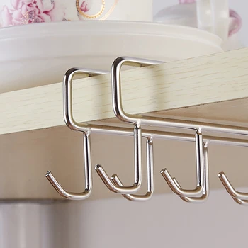 

In stock Stainless Steel Cupboard Hanger Kitchen Tool Towel Chest Hook Closet Hanging Cup Drainer Wardrobe Clothing Storage Hook