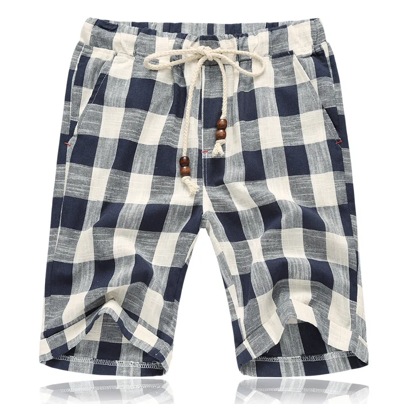 2019 летние новые мужские шорты модные повседневные бермуды клетчатые шорты из чистого хлопка прямые свободные пляжные шорты брендовая
