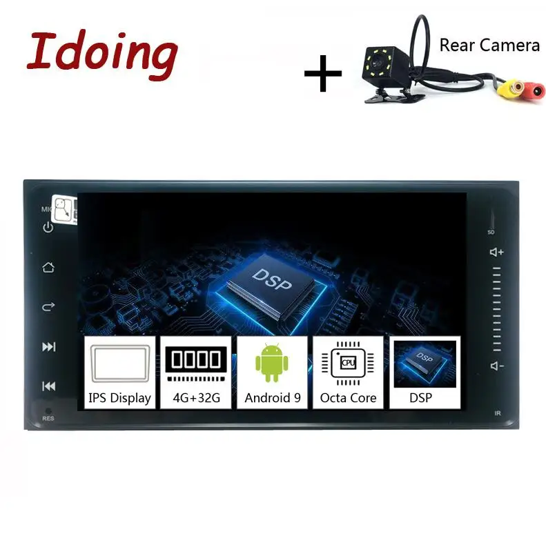 Idoing " 1 Din Android 9,0 автомобильный Радио gps мультимедийный плеер для Toyota универсальный ips экран 4G Ram 64G Rom Восьмиядерный навигатор - Цвет: Standard with Camera