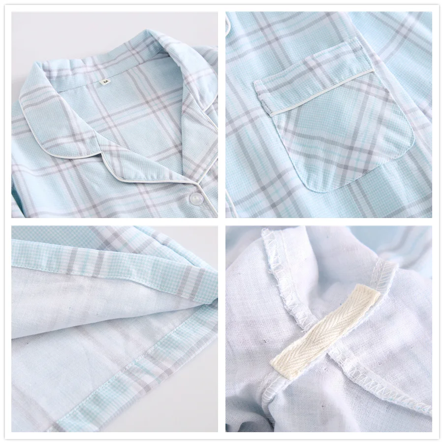 Корейский свежий кленовый лист пижамы наборы для женщин марля хлопок с длинным рукавом Повседневная одежда для сна женские пижамы Лето Горячая Распродажа