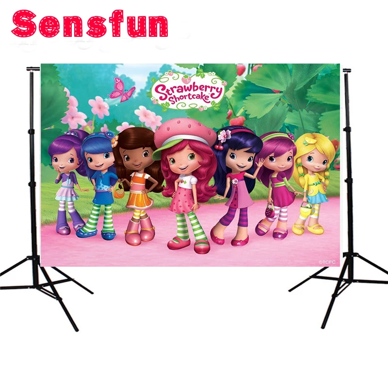 

Strawberry Shortcake photography backdrops for girls First Birthday Party Baby Shower Custom Photo Studio Backdrop Background