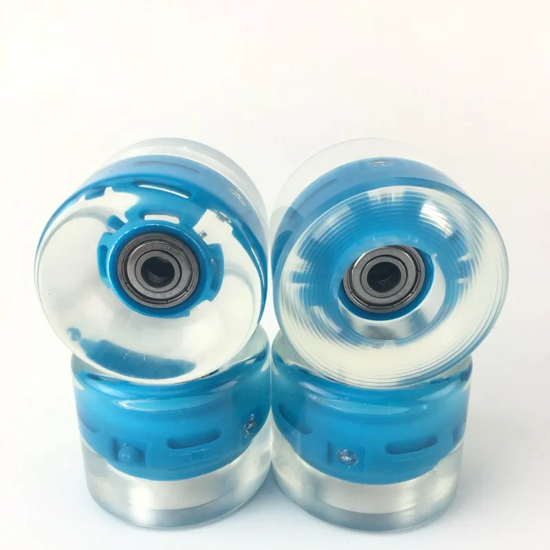 4 قطع 60x45 ملليمتر شفاف led ضوء عجلات التزلج 5 الألوان ركوب دائم longboard عجلة