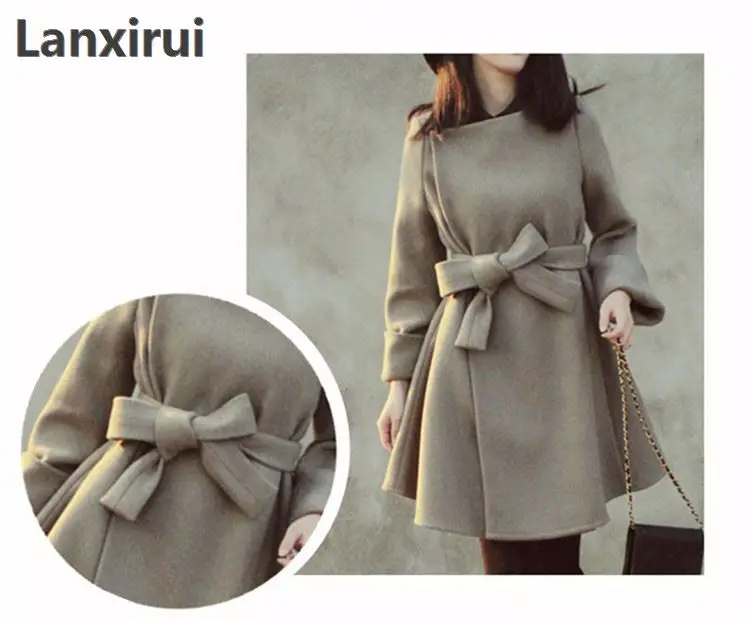 Women Winter Coats Jackets 2018 Autumn Winter Grey Wool Coat Fur Pocekt Long Parka Warm Outwear Spring casaco feminino Coats