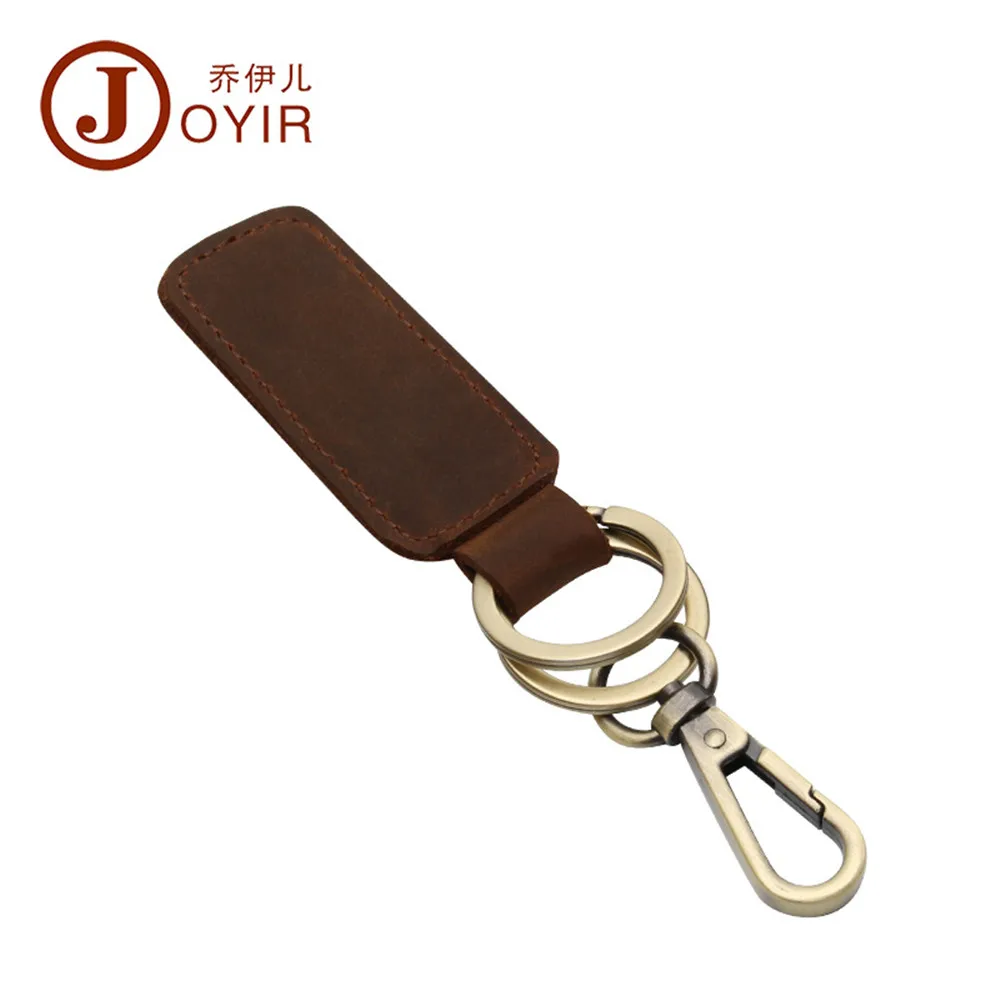 

Vintage Genuine Leather Key Holder for Men Cowhide Tag Plated Bronze Hook Key Holder Handmade Simple Car Key Holder