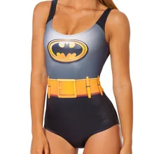 Новая Сексуальная Девушка Лето комикс Мстители ремень Бэтмен 3D печать без рукавов цельный купальник женский купальный костюм плюс
