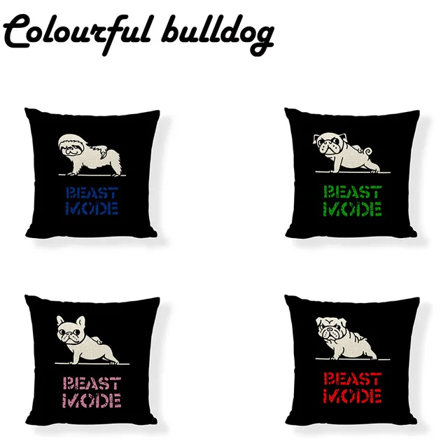 Cheap Cuteness Cushion Cover Pug French Bulldog Sloth 17*17In Beast Mode Fitness Decor Home Living Room Outdoor Rock Chair Pillow Case