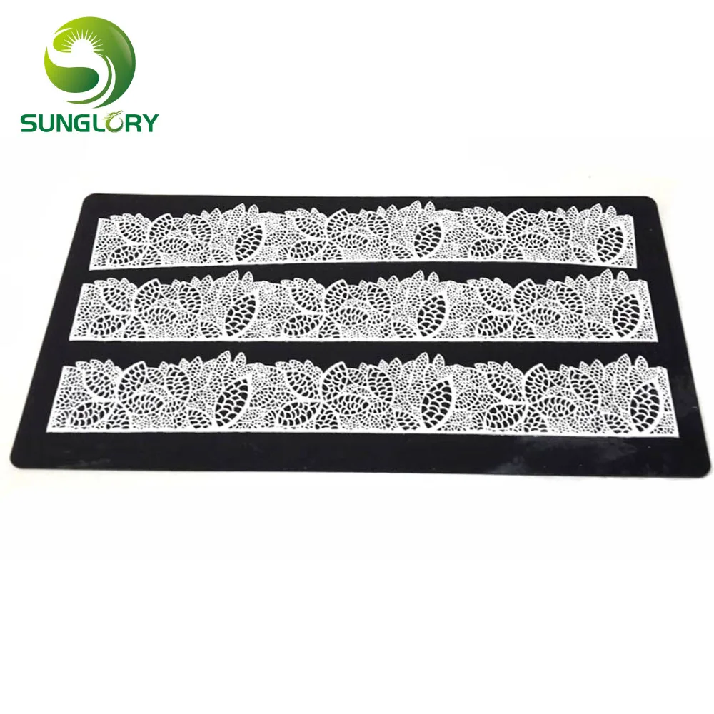 

40*20CM Sugar Craft Baking Flower Pattern Silicone Mat Fondant Cake Decorating Tools Kitchen DIY Silicone Lace Mold Color Black