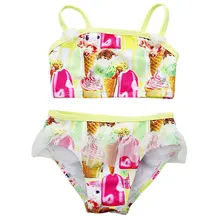 Купальники для маленьких девочек, 2 предмета, Узор Бикини с мороженым, детский купальник, женский пляжный костюм, детские купальные костюмы, купальные костюмы для девочек