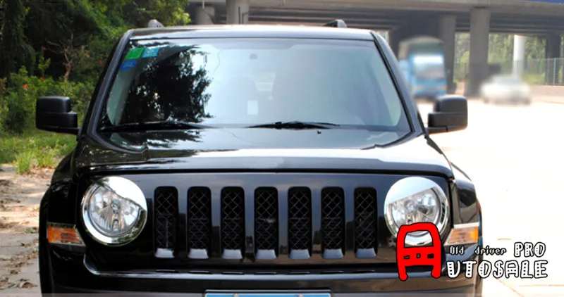 

ABS Chrome Exterior Angry Eye Front Headlight Lamp Cover 2pcsFor Jeep Patriot 2011 2012 2013 2014 2015