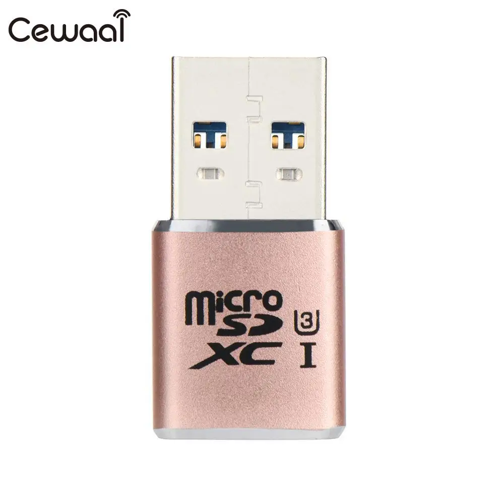 CEWAAL USB 3,0 Mini MICRO SD SDXC алюминиевый сплав считыватель карт памяти адаптер разъем мини-считыватель карт черный серебристый розовое золото